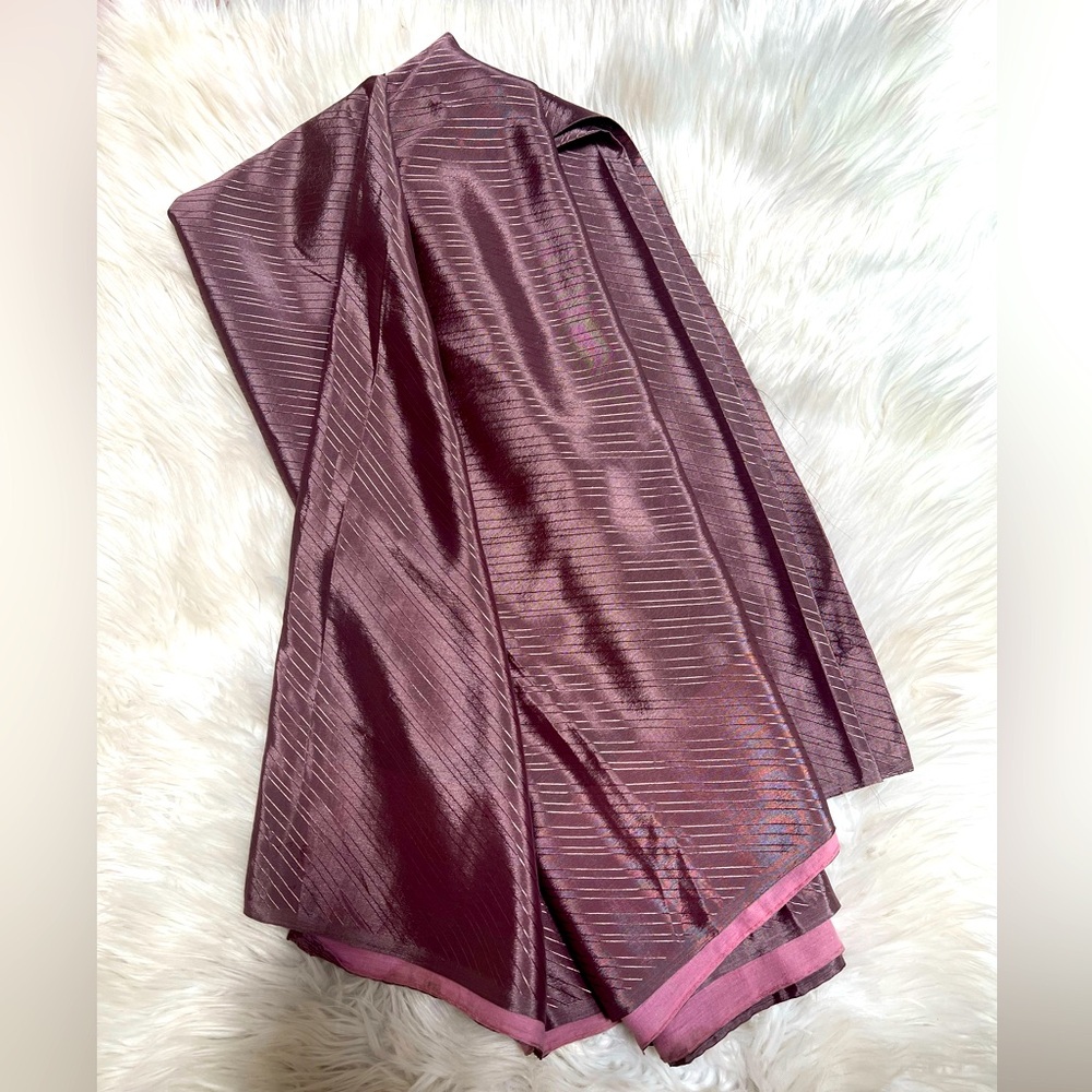 Light weight Purple Shiny Striped Fashion Sari
